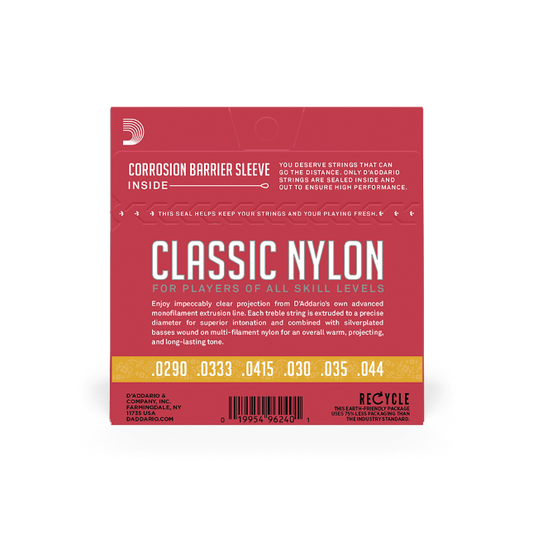 D'Addario EJ27N 3/4 Student Nylon Fractional Classical Guitar Strings, Normal Te...