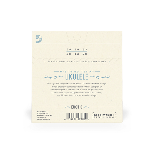 D'Addario EJ88T-6 Nyltech Ukulele Strings, 6-String Tenor