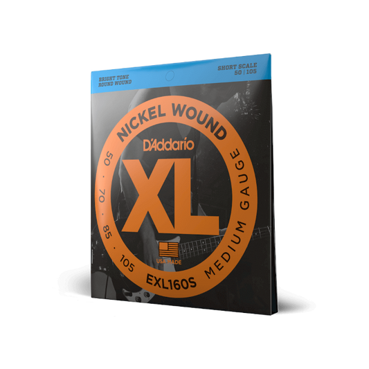 D'Addario EXL160S Nickel Wound Bass Guitar Strings, Medium, 50-105, Short Scale
