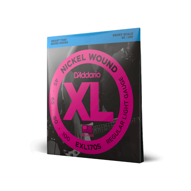 D'Addario EXL170S Nickel Wound Bass Guitar Strings, Light, 45-100, Short Scale