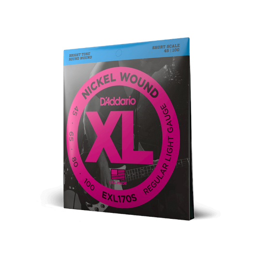 D'Addario EXL170S Nickel Wound Bass Guitar Strings, Light, 45-100, Short Scale