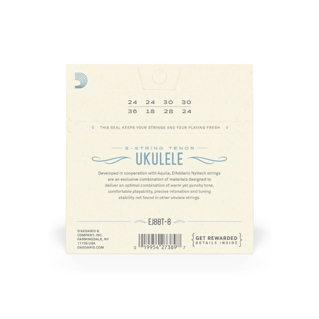 D'Addario EJ88T-8 Nyltech Ukulele Strings, 8-String Tenor