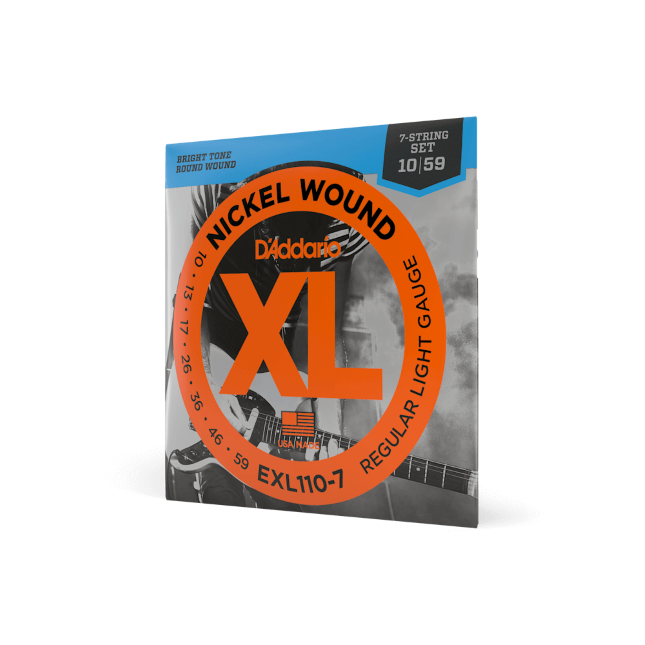 D'Addario EXL110-7 7-String Nickel Wound Electric Guitar Strings, Regular  Light...