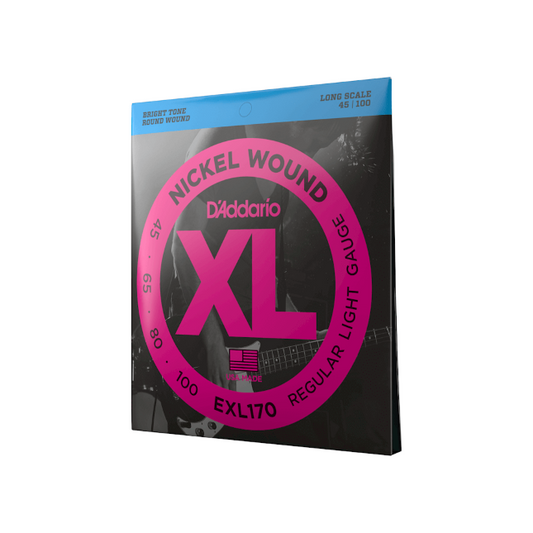 D'Addario EXL170 Nickel Wound Bass Guitar Strings, Light, 45-100, Long Scale