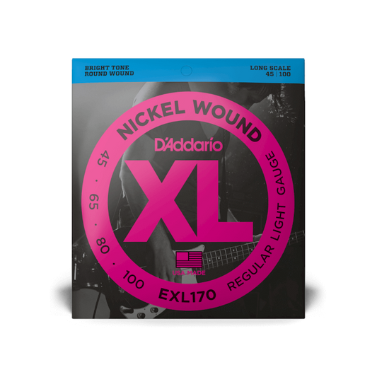 D'Addario EXL170 Nickel Wound Bass Guitar Strings, Light, 45-100, Long Scale
