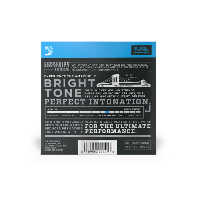 D'Addario EXL157 Nickel Wound Electric Guitar Strings, Baritone Medium, 14-68
