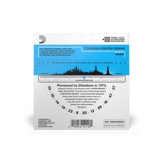 D'Addario EJ38 12-String Phosphor Bronze Acoustic Guitar Strings, Light, 10-47