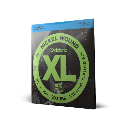 EXL165  45-105 Regular Light Top/Medium Bottom, Long Scale, XL Nickel Bass Strings