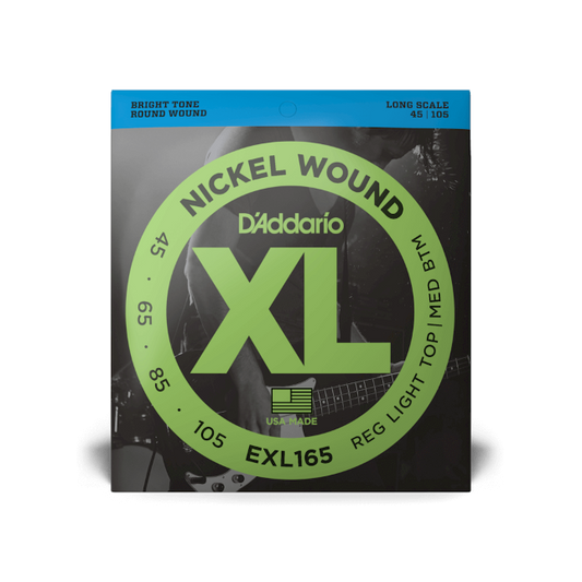 EXL165  45-105 Regular Light Top/Medium Bottom, Long Scale, XL Nickel Bass Strings