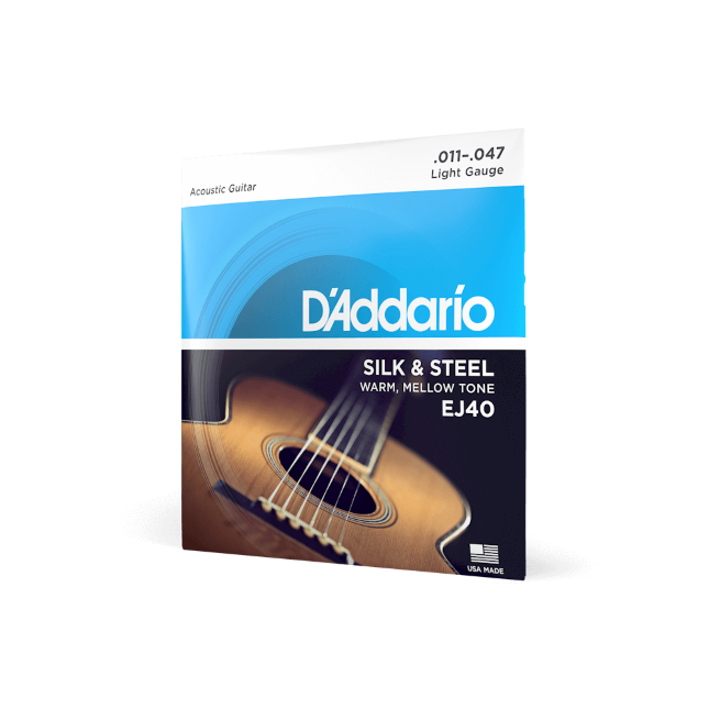 D'Addario EJ40 Silk & Steel Folk Guitar Strings, 11-47