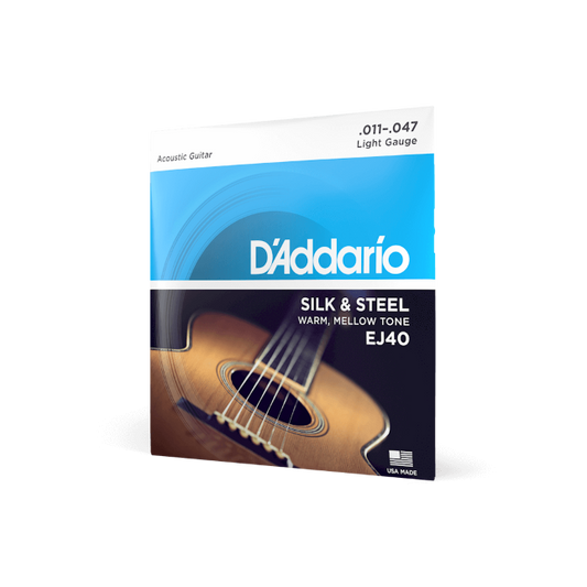 D'Addario EJ40 Silk & Steel Folk Guitar Strings, 11-47
