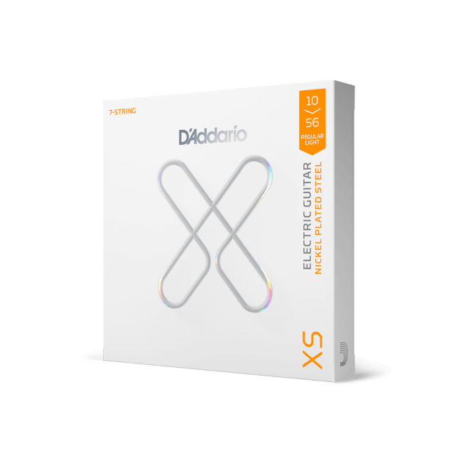 D'Addario XSE1056, XS Nickel Plated Steel, Regular Light, 7-String 10-56