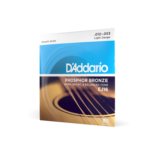 D'Addario 12-53 Light, Phosphor Bronze Acoustic Guitar Strings 3-Pack
