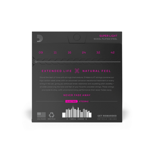 D'Addario XTE0942 XT Electric Nickel Plated Steel Electric Guitar Strings, Super...