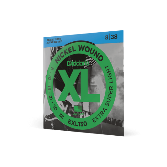 D'Addario EXL130 Nickel Wound Electric Guitar Strings, Extra-Super Light, 08-38