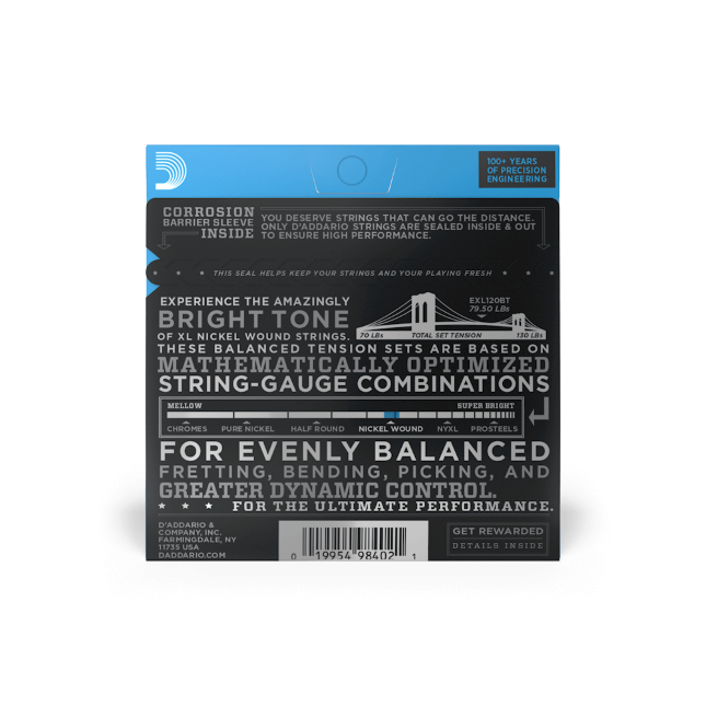 D'Addario EXL120BT Nickel Wound Electric Guitar Strings, Balanced Tension Super ...