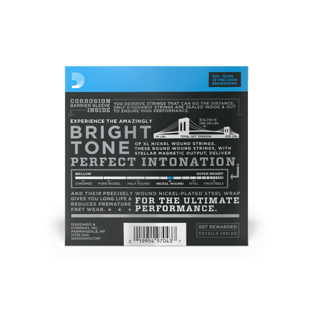 D'Addario EXL140-8 8-String Nickel Wound Electric Guitar Strings Light Top/Heavy...