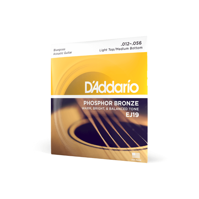 D'Addario EJ19 Phosphor Bronze Acoustic Guitar Strings, Bluegrass, 12-56
