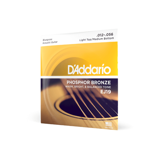 D'Addario EJ19 Phosphor Bronze Acoustic Guitar Strings, Bluegrass, 12-56