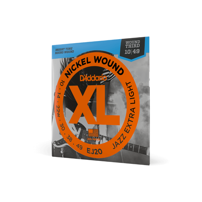 D'Addario EJ20 Nickel Wound Electric Guitar Strings, Jazz Extra Light, 10-49