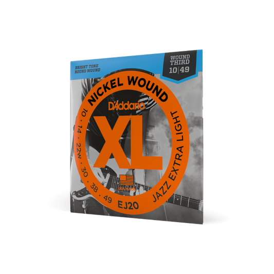 D'Addario EJ20 Nickel Wound Electric Guitar Strings, Jazz Extra Light, 10-49
