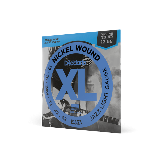 D'Addario EJ21 Nickel Wound Electric Guitar Strings, Jazz Light, 12-52