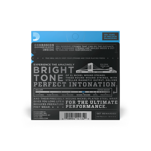 D'Addario EXL115w Nickel Wound Electric Guitar Strings, Medium/Blues-Jazz Rock, ...