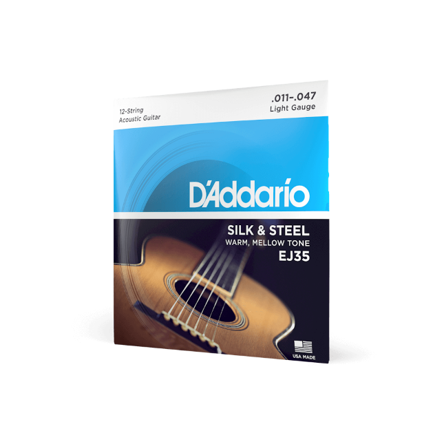 D'Addario EJ35 Silk & Steel 12-String Folk Guitar Strings, 11-47