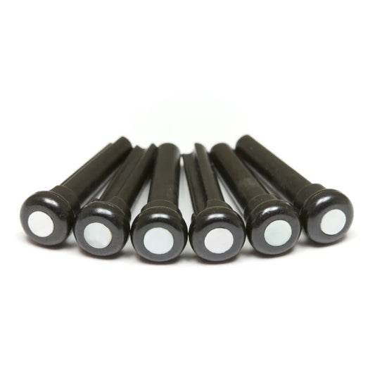 TUSQ Bridge Pins Black With 4mm Mother Of Pearl Dot
