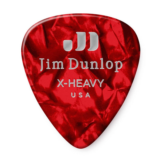 DUNLOP CELLULOID RED PEARLOID PICK EXTRA HEAVY